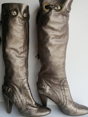 Fornorina Vintage Metallic Bronze High-Heel Knee Boots